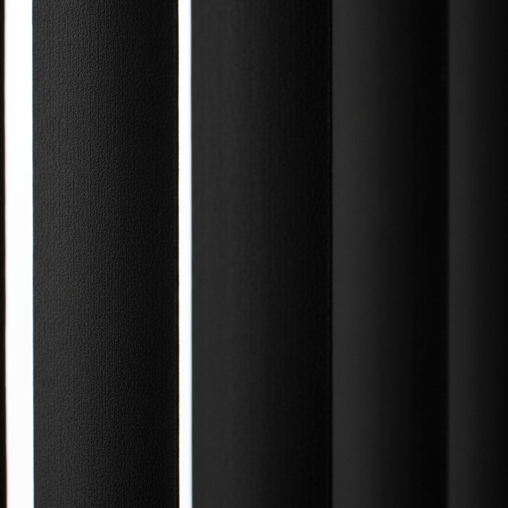 Close-up of black vertical blinds