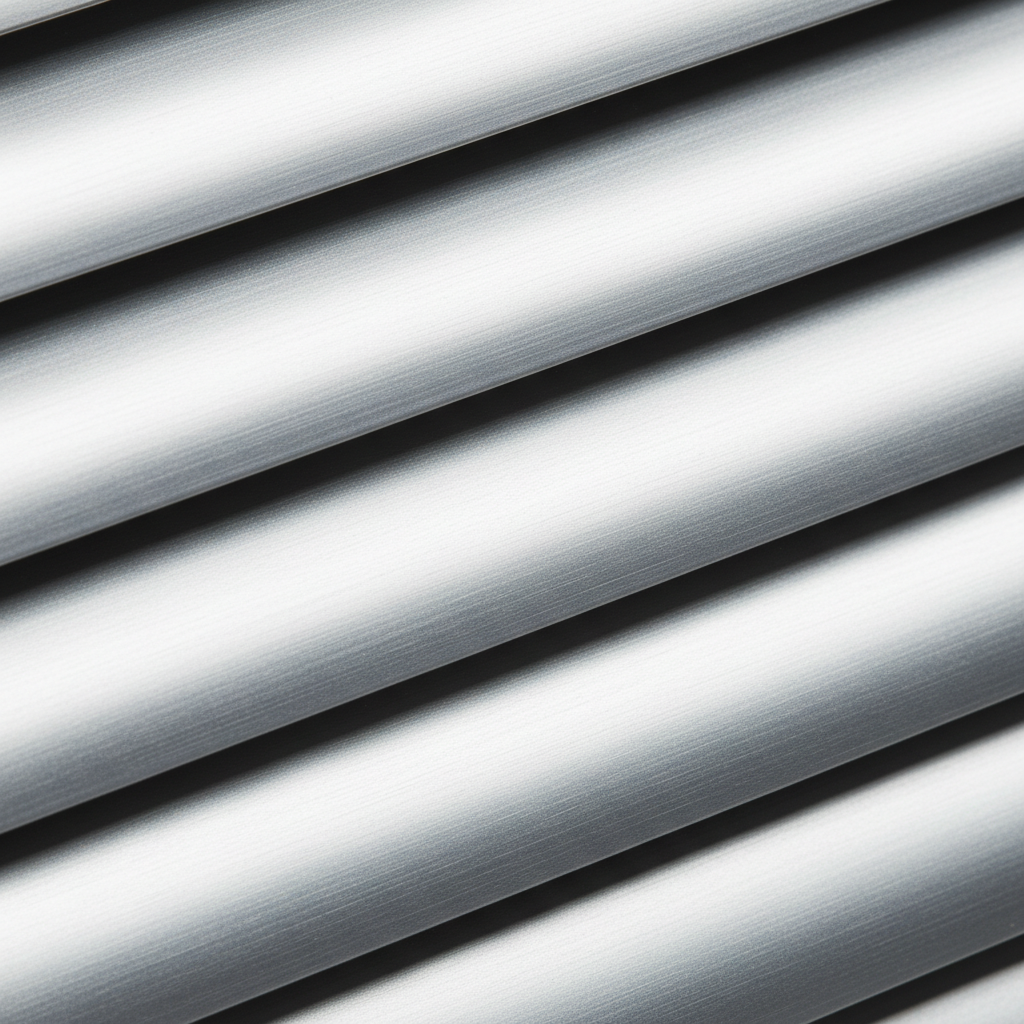 Close-up of silver aluminium venetian blinds
