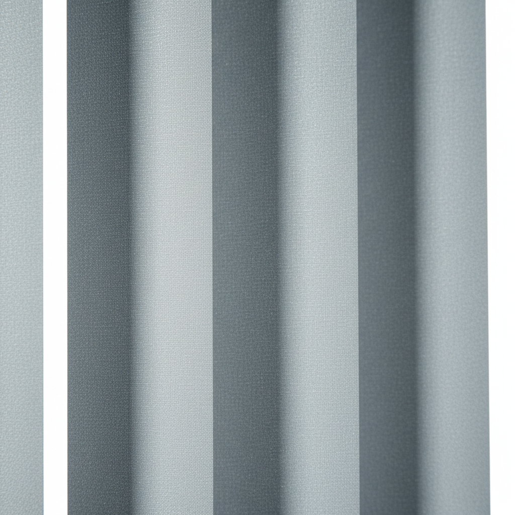Close-up of grey vertical blinds