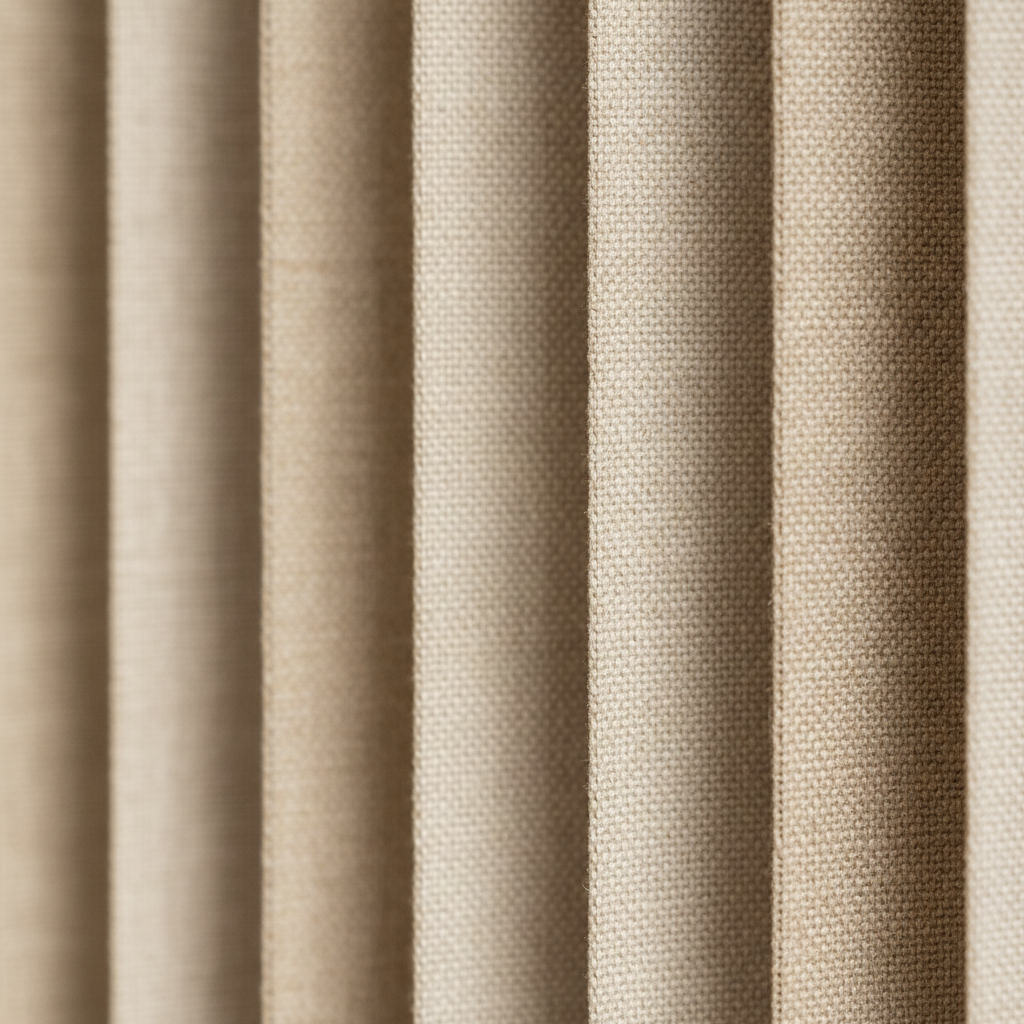 Close-up of beige vertical blinds