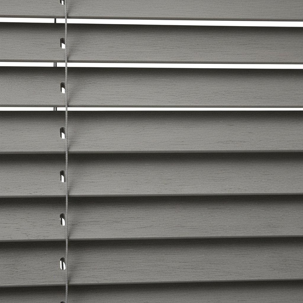 Close-up of grey wooden blinds