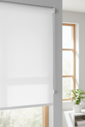 White blockout roller blind fully extended