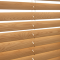 Close-up of natural light oak wooden blinds